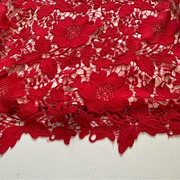 ECI New York Red Floral Lace Overlay Sleeveless Knee Length Holiday Dress Size 6 - Picture 10 of 13